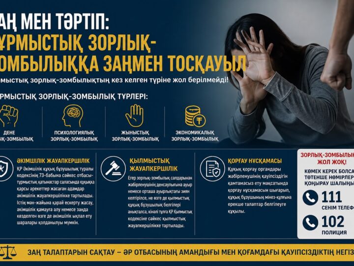 Заң мен тәртіп: тұрмыстық зорлық-зомбылыққа заңмен тосқауыл
