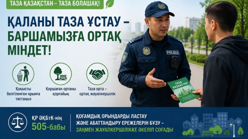 Жезқазғанда тазалық пен қоғамдық тәртіпті сақтау бағытындағы профилактикалық жұмыстар жалғасуда