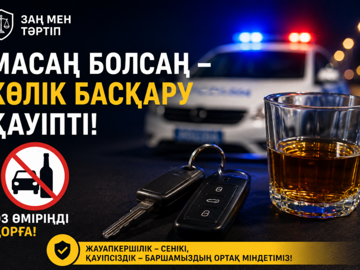 Мас күйінде көлік басқару – заң бұзушылық әрі қоғамға қауіпті әрекет