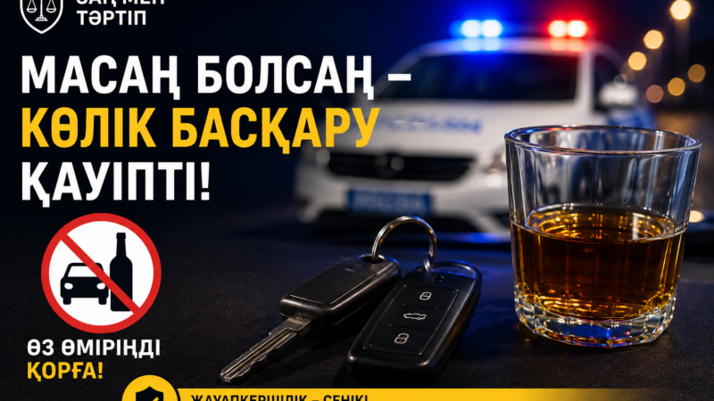 Мас күйінде көлік басқару – заң бұзушылық әрі қоғамға қауіпті әрекет