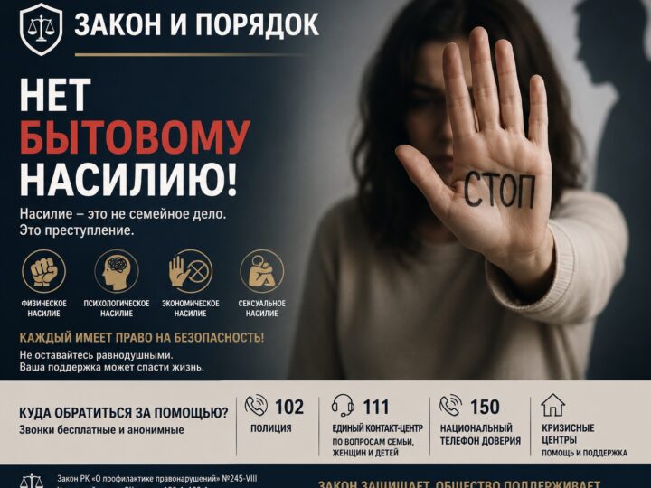 Заң мен тәртіп: Тұрмыстық зорлық-зомбылыққа жол жоқ